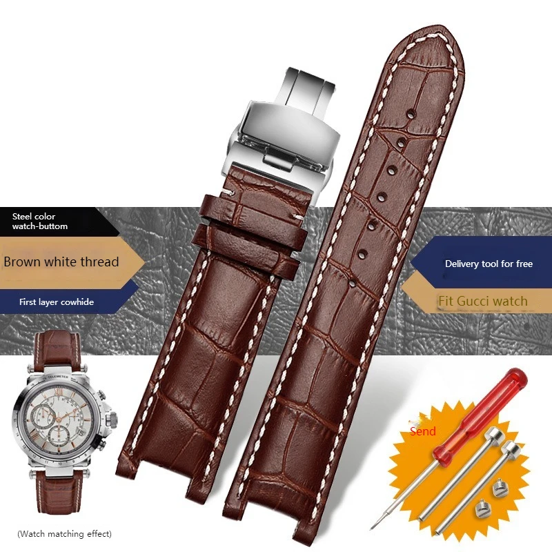 genuine leather watchband for GC Guess Watch Strap Butterfly Buckle Bracelet 20*11mm 22*13mm Men and Women Cowhide strap
