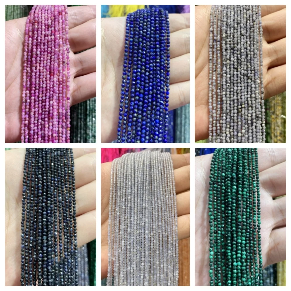 Полудрагоценные бусины из натурального камня граненые 2 мм незакрепленные для