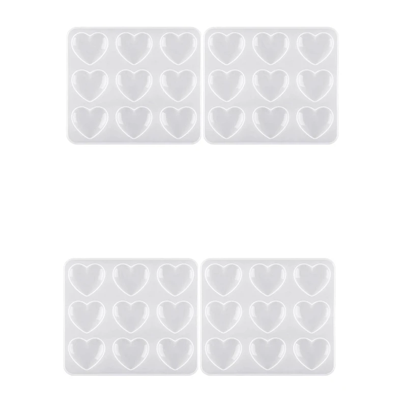 

4 Pack Heart Shape Resin Molds Silicone Heart Epoxy Mold Heart-Shaped Casting Jewelry Mold For Craft Making
