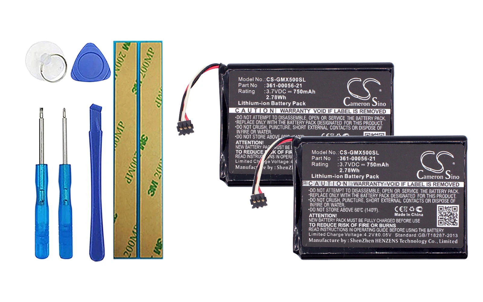 

2pack 750mA Battery for Garmin 010-01531-00, DriveAssist 50 LMT-D, Driveluxe 50 LMTHD 361-00056-21