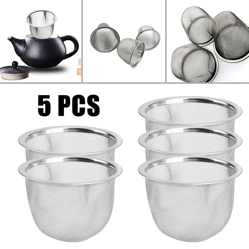 

Mesh Stainer Tea Leaves 5Pcs Coffee Filter For Spice Herbal Micro-mesh
