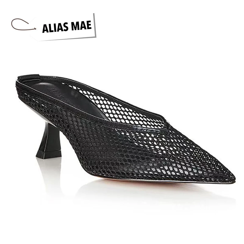 Женская летняя Классическая сетка на тонком каблуке с острым носком и высоким