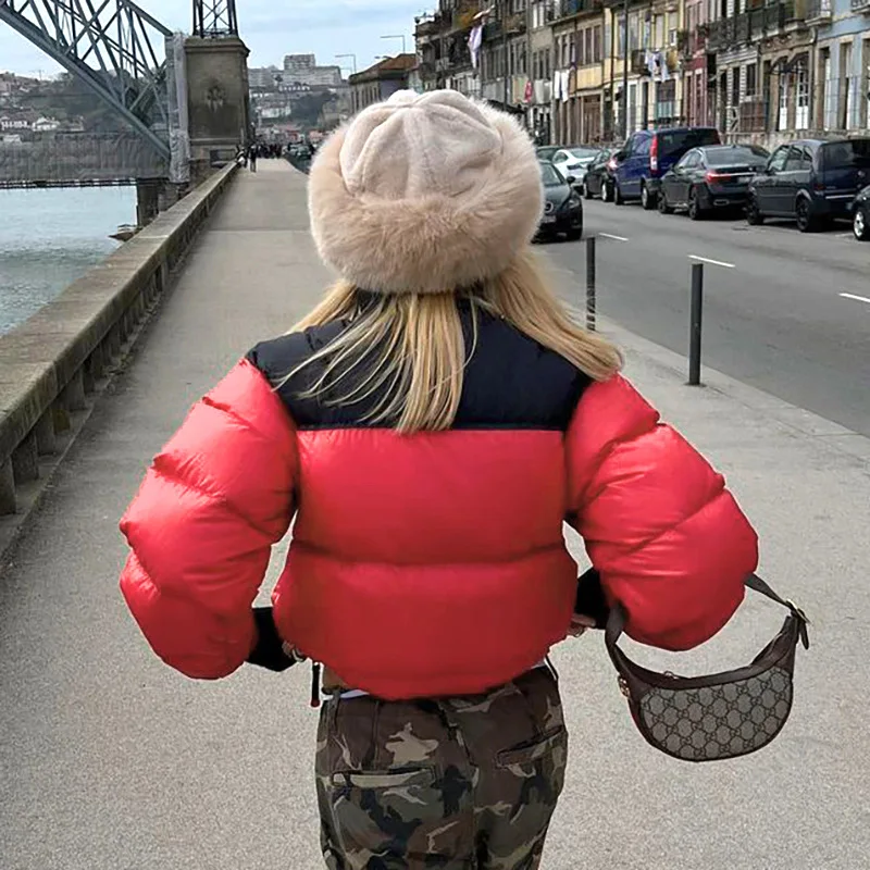 Winter Women Short Jacket Parkas Coat 2022 Patchwork Thick Warm padded Coat Female Grils Winter Outwear Cold Jacket parkas New