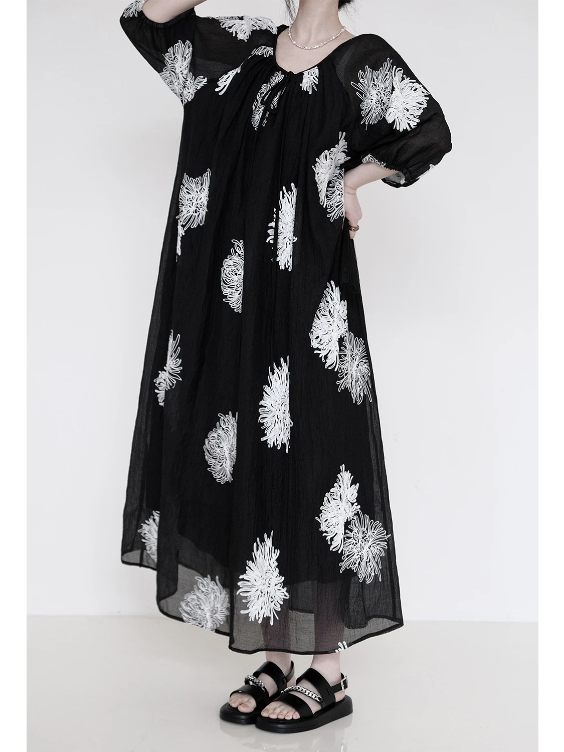 UMI MAO Новое платье из тенселя в китайском стиле с вышивкой элегантное элитное