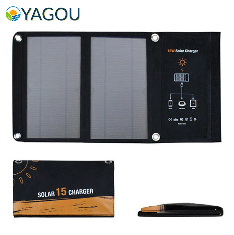 

YAGOU 15W Foldable Outdoors Solar Panel 5V Fast 2.0 USB Port Portable Solar Charger for Mobile Phone Power Bank Solar Panels