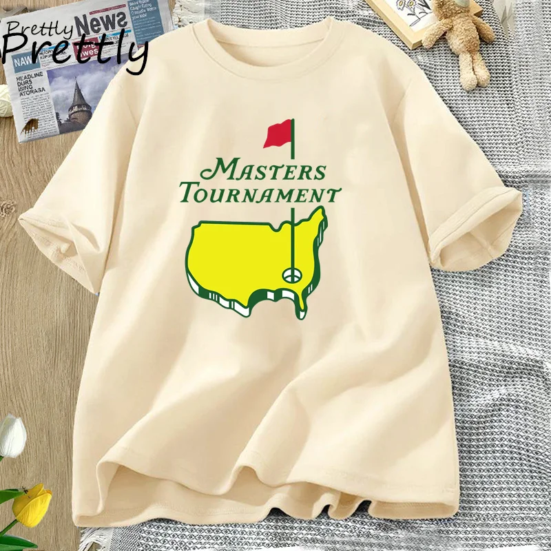 Женская футболка с принтом Гольф The Masters женская черная круглым вырезом в стиле