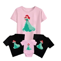 new aesthetic the little mermaid princess disney t shirt summer kids short sleeve baby romper unisex adult casual match outfit