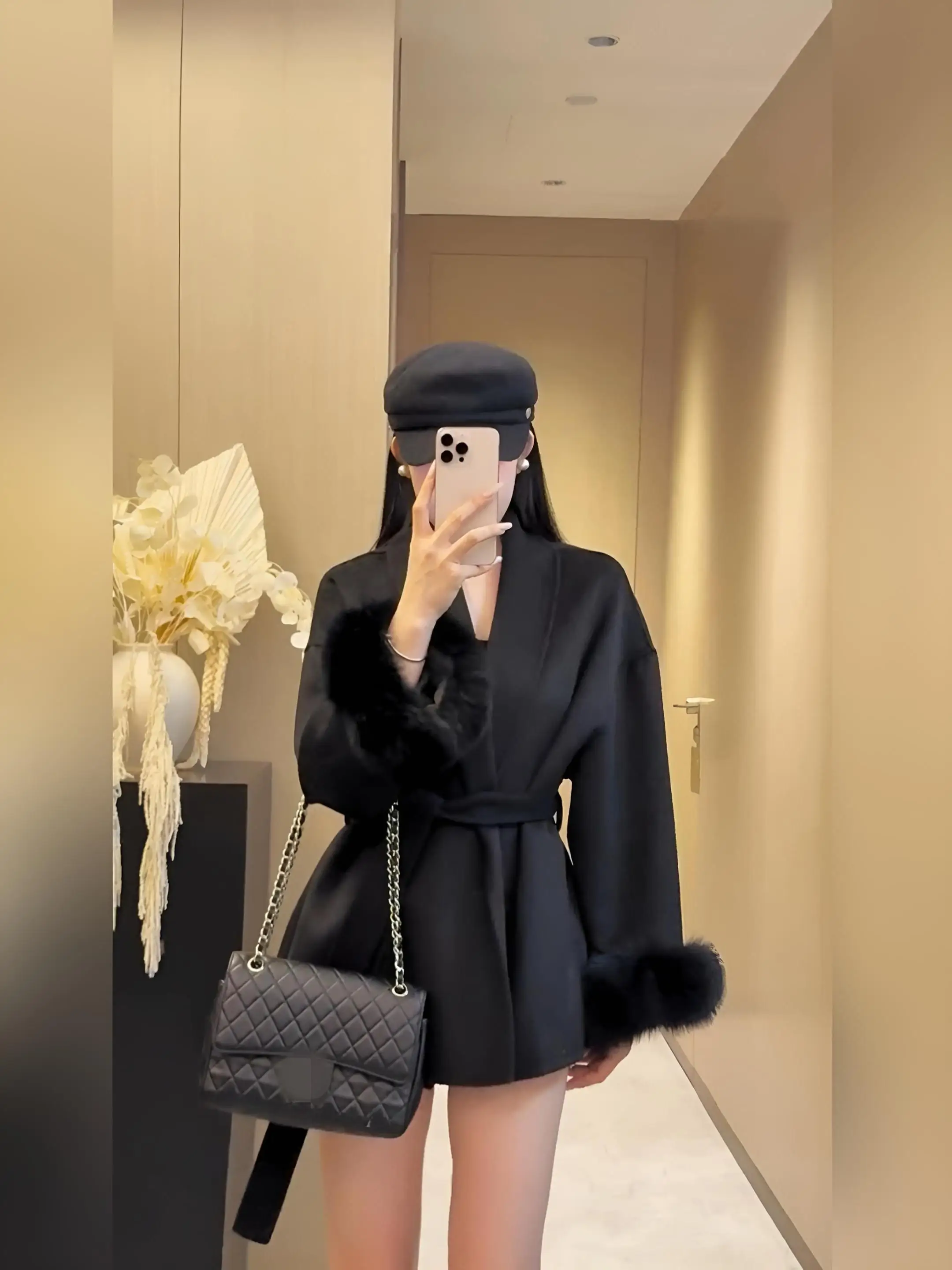 Зимняя новая элегантная модная свободная утягивающая однотонная простая и