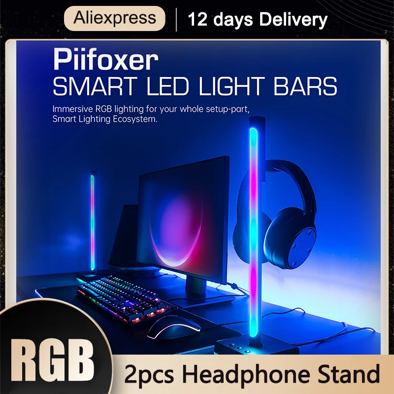 

Светодиодная ленсветильник RGB 2 шт., подсветсветильник для управления музыкой, звуком, ритмом и окружающей атмосферы