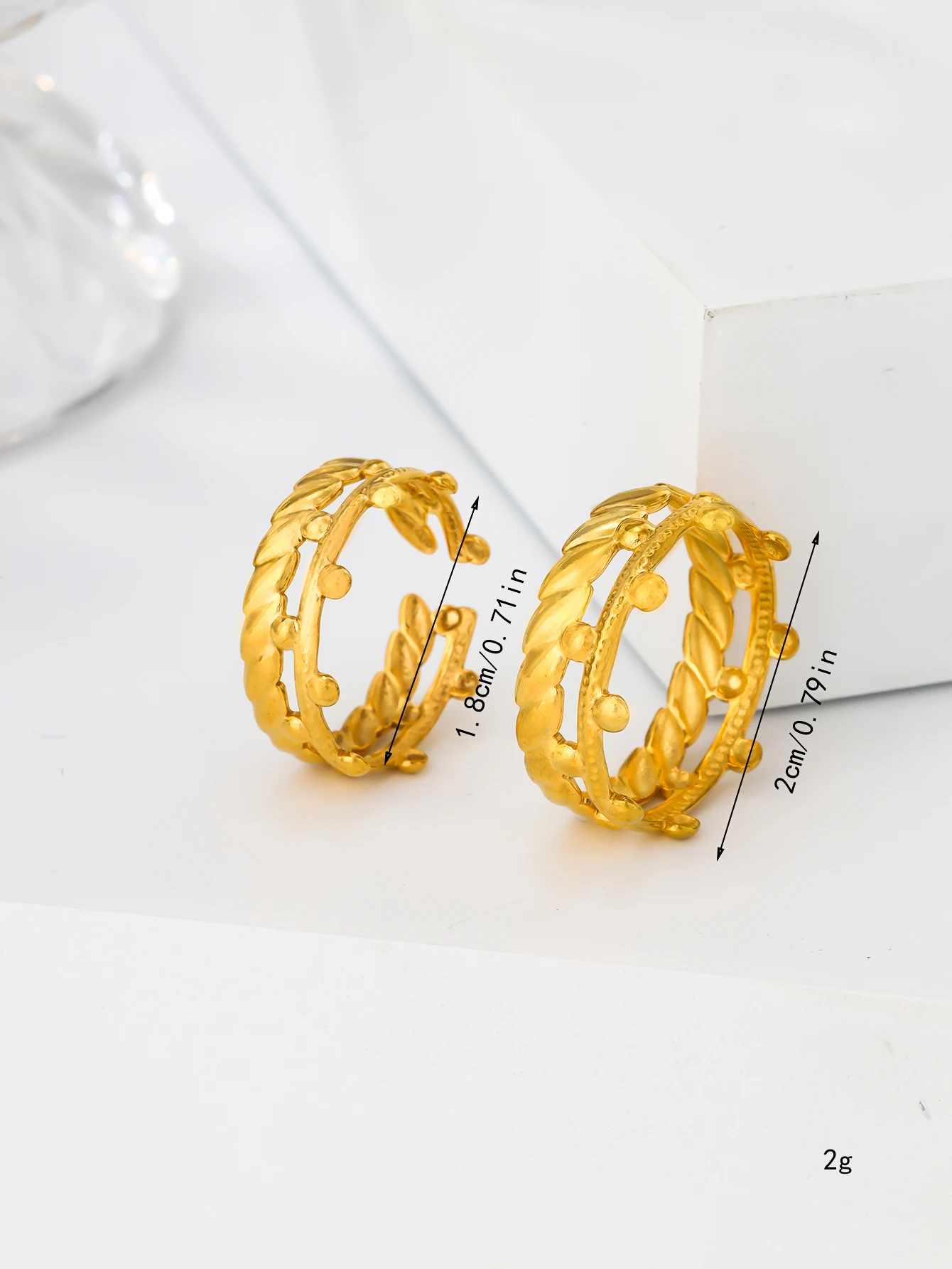 Crown Ring European and American Fashion Personalized Fashion 18K Gold Plated Opening Adjustable Stainless Steel Ring