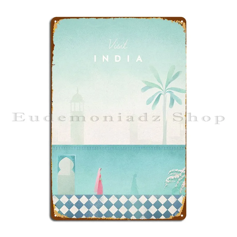 

Индийский металлический плакат на стену с ржавым рисунком, декор для гаража, жестяной плакат