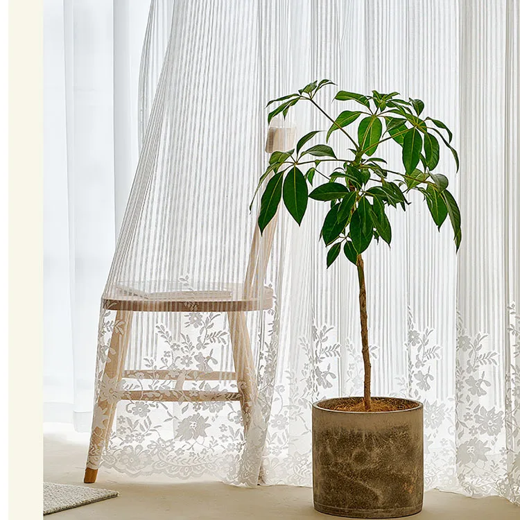 

European-style Simple Louver Lace Solid Color Sunshine Fabric Window Screen Living Room Balcony