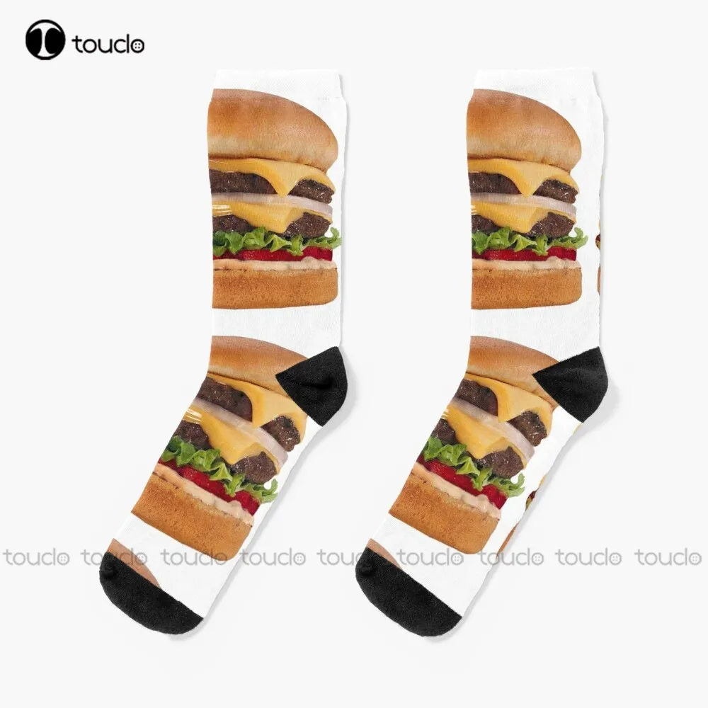 

Гамбургер двойные животные стильные Разноцветные носки 360 ° цифровой принт Новые популярные удобные Лучшие Спортивные для девочек