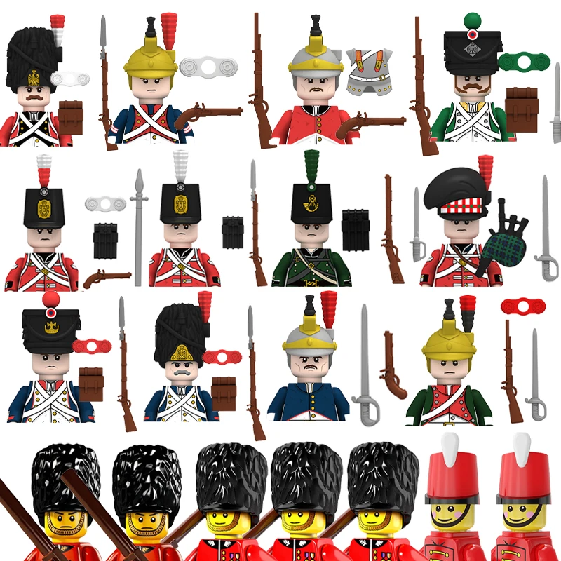 

Medieval Napoleonic Wars Soldiers Figures Building Blocks Military France Spain Guard Army Castle Knights Weapons MOC Bricks Toy