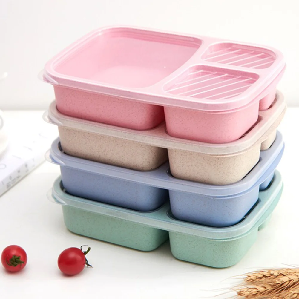 

Microwave Lunch Box Wheat Straw Dinnerware Food Storage Container Children Kids School Office Portable Bento Box Lunch Bag