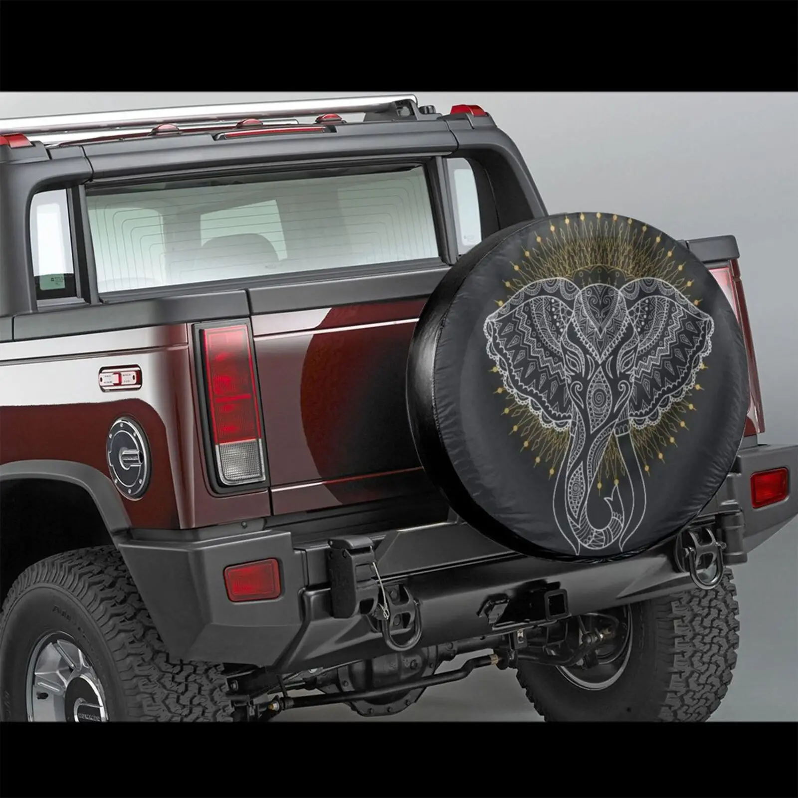 

Gray Elephant, Abstract Tire cover, Festival, Vegan Tire cover, Spare Tire Cover for Car, Wild Life Boots, Hippie, Meditation,