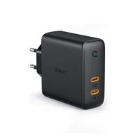 aukey pa d5 63w dual usb c pd wall charger eu plug type c power delivery charging station for macbook mobile phone tablet laptop