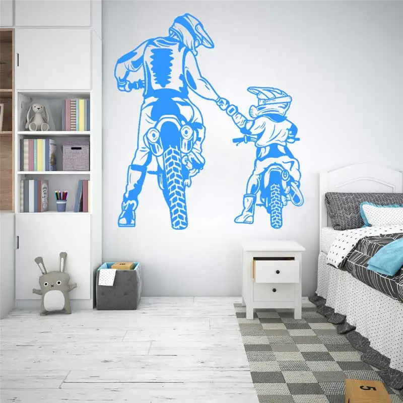 Настенная Наклейка Мотокросс Мотоцикл семейный отец сын Гора кросс-кантри