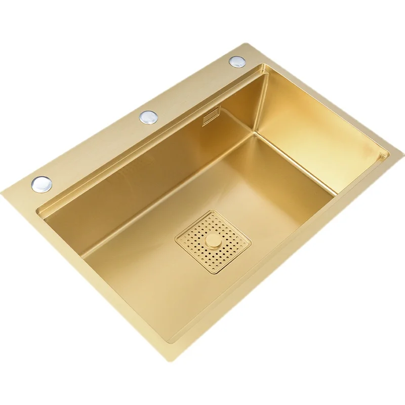 Большая одинарная раковина Nano Gold кухонная из нержавеющей стали 304 для овощей