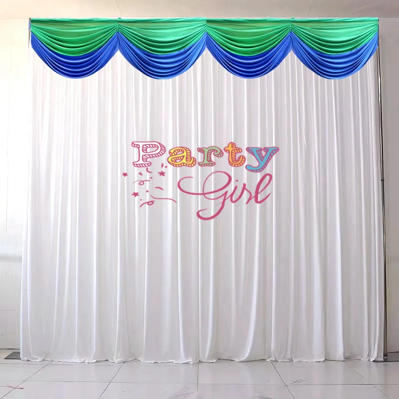 

20 Colors Ice Silk Wedding Backdrop Curtain Include Top Swags Photo Booth Stage Background Event Banquet Decoration