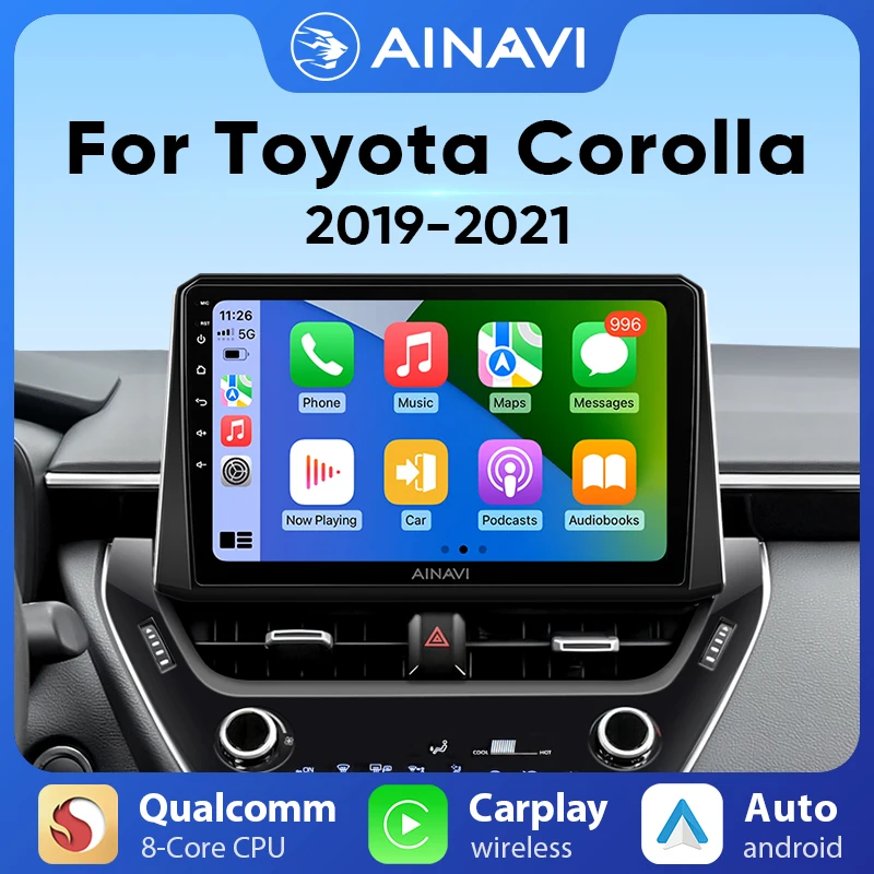 

Ainavi Multimedia Player For Toyota Corolla 12 2019-2022 Carplay Android Auto Car Radio stereo 4G Wifi GPS DSP 48EQ 2 din