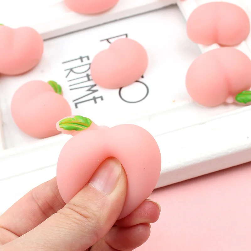 

5pcs 3D Peach Squeeze Ball TPR Antistress Stress Relief Hand Fidget Toy Squishy Stressball for Kids Adults