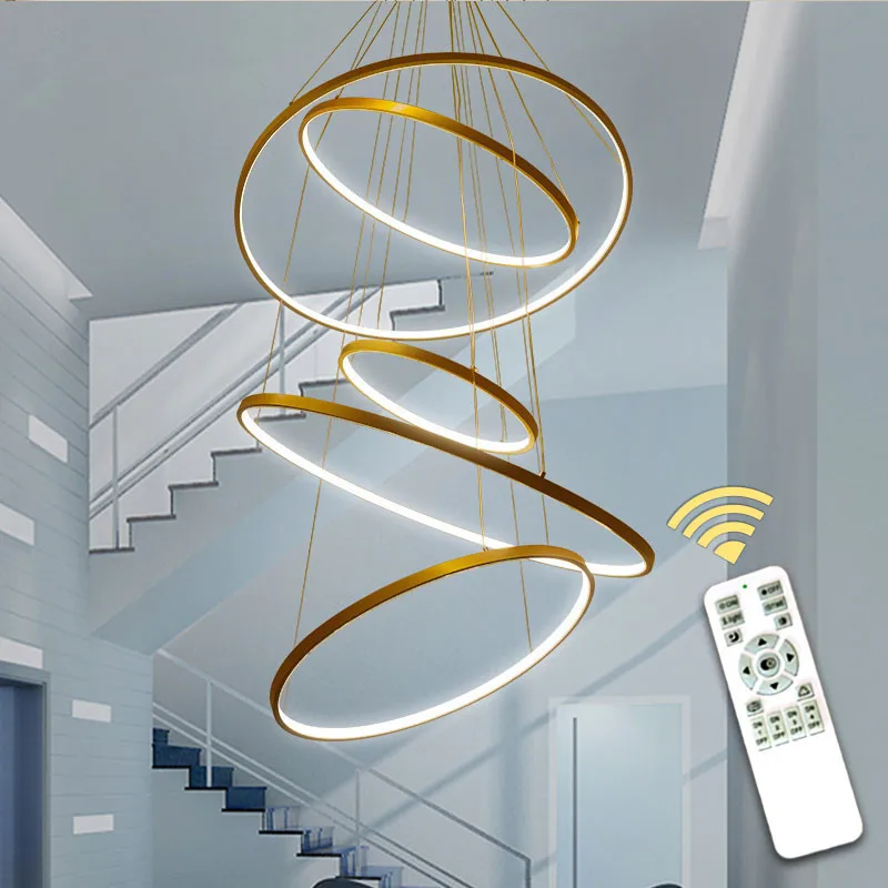 Modern LED Circle Ring DIY Pendant Lights For Living Room Bedroom restaurant shop decor 110v 220v Dimmable hanging lamp