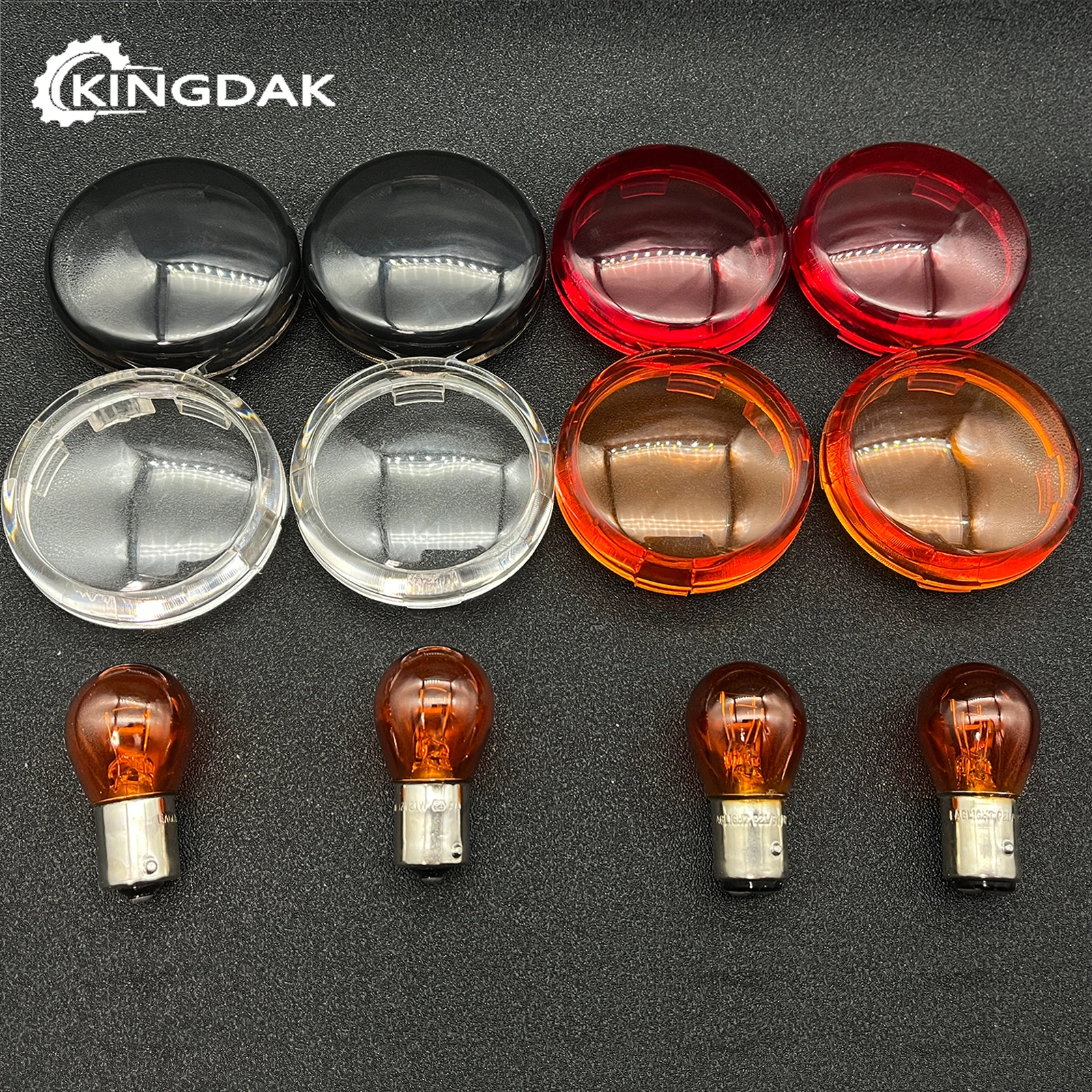 

4PCS Motorcycle 2" Bullet Turn Signal Light Lens Cover with 1156 1157 Amber Bulbs Fit For Harley Softail Sportster Touring Dyna