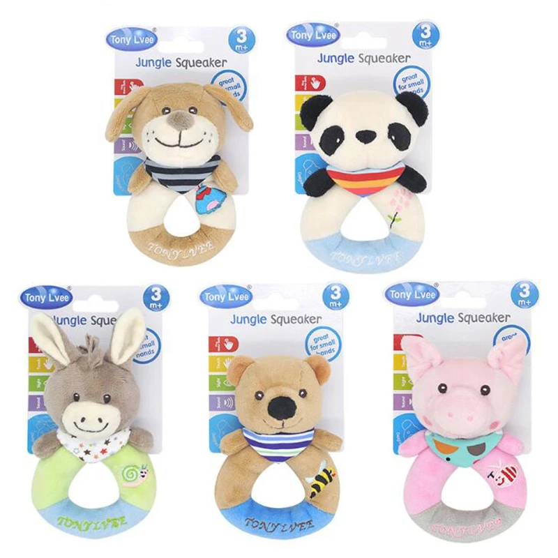 

Newborn Rattle Ring Baby Toy Animal Rattle Mobiles Kids Plush Hand Bell Infant Early Educational Doll 0-12 Months Christmas Gift