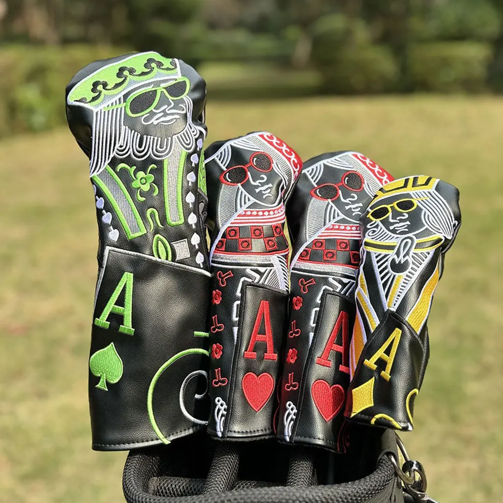 Чехлы на голову для гольф-клуба Poker JQK с вышивкой гибридного водителя Fairway WoodGolf Club