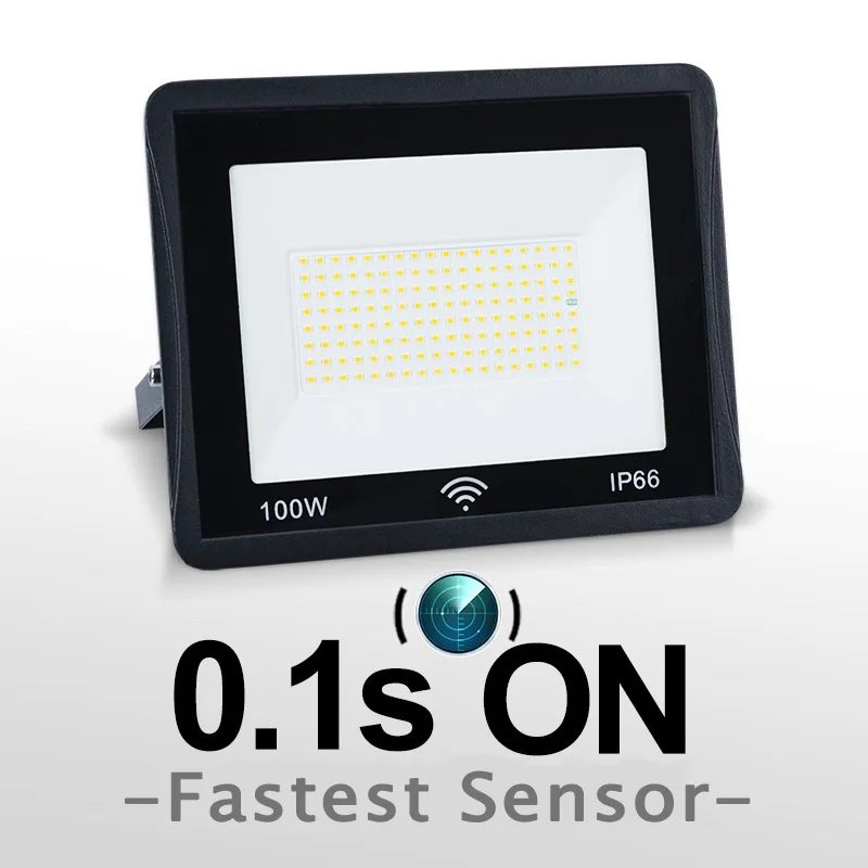 0.1S ON Fastest Sensor Radar Led Flood Light Auto Delay Foco Led Exterior 100W 220V Spotlight Outdoor Lighting Street Wall Lamps