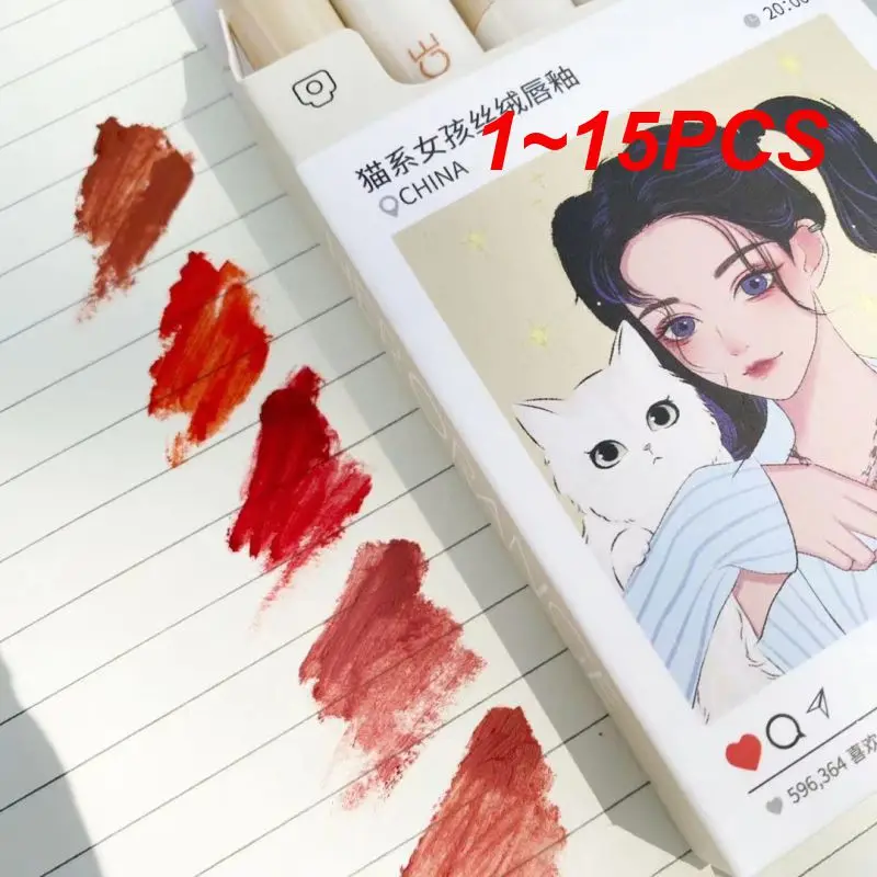 

Набор сигаретных блесков для губ, 1-15 шт., матовый красный оттенок для макияжа губ, стойкий водостойкий зеркальный блеск для губ, набор водостойких помад