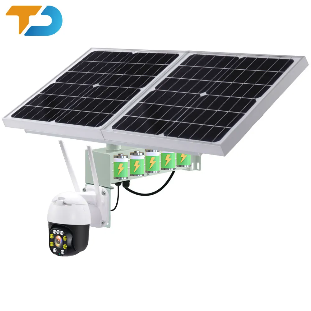 

Солнечная панель и батарея TecDeft, камера 5 Мп, солнечная, sans fil, PTZ, Hikvsion, видеонаблюдение с Wi-Fi, 4K, 4G, sim-карта, Солнечная