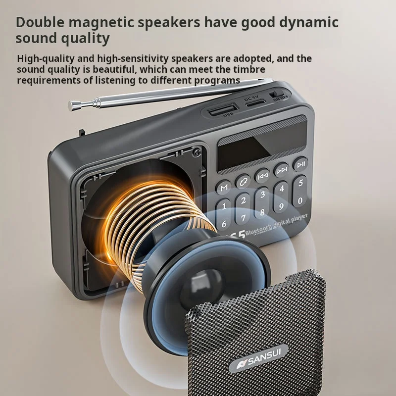 Фото Shanshui F65 Портативное FM-радио MP3 Walkman TF/USB Bluetooth Беспроводной динамик Спорт на открытом воздухе Мини-цифровая машина для заказа песен №2