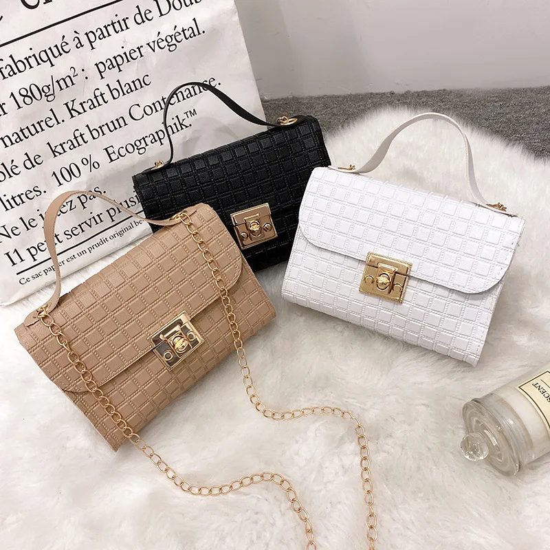 Ladies hand bags Foreign trade bag Women's chain crossbody bag 2023 Simple and fashionable portable small square bag