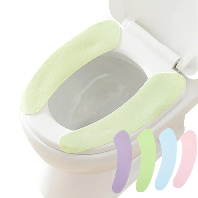 

Winter Warm Toilet Seat Cover Closestool Mat 1Pcs Washable Bathroom Accessories Knitting Pure Color Soft O-shape Pad Bidet Cover