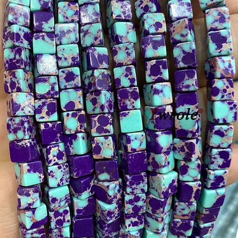 Натуральные каменные бусины YWROLE квадратной формы из яшмы-осадки бирюзового цвета 6х6 мм