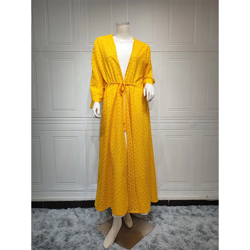 Middle East Fashion Cardigan Two-piece Sets Cotton Jacket Abaya Femme Southeast Asia Summer 2022 Muslimischen Sets Hijab