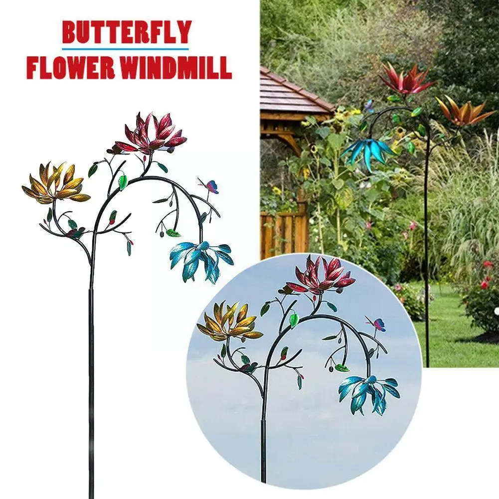 

Вращающийся Большой металлический Спиннер, украшение для сада и улицы, ветряная мельница, газон, двор, садовые стойки, бабочки, украшения по...