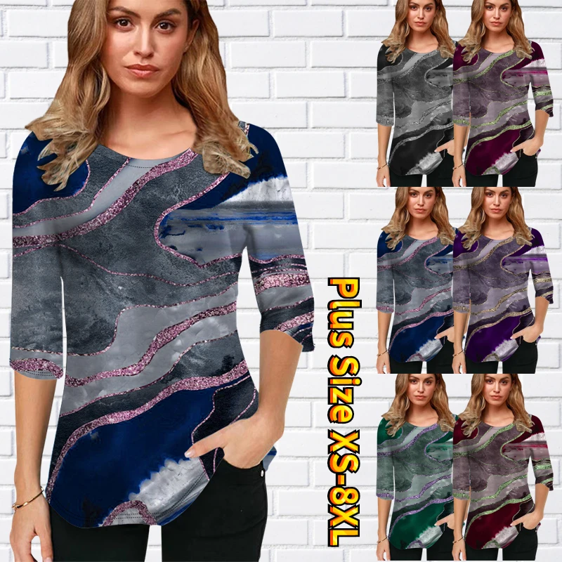 

Autumn Women's Regular Style Slim Half Sleeve T-shirt Loose Size Pullover Round Neck New Design Printing T-shirt Everyday Tops
