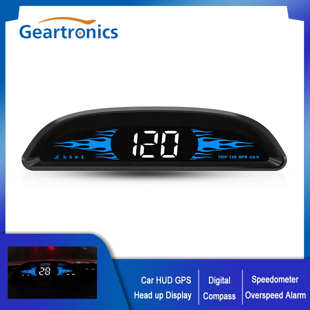 Универсальный автомобильный GPS-дисплей HUD цифровой спидометр с умными часами