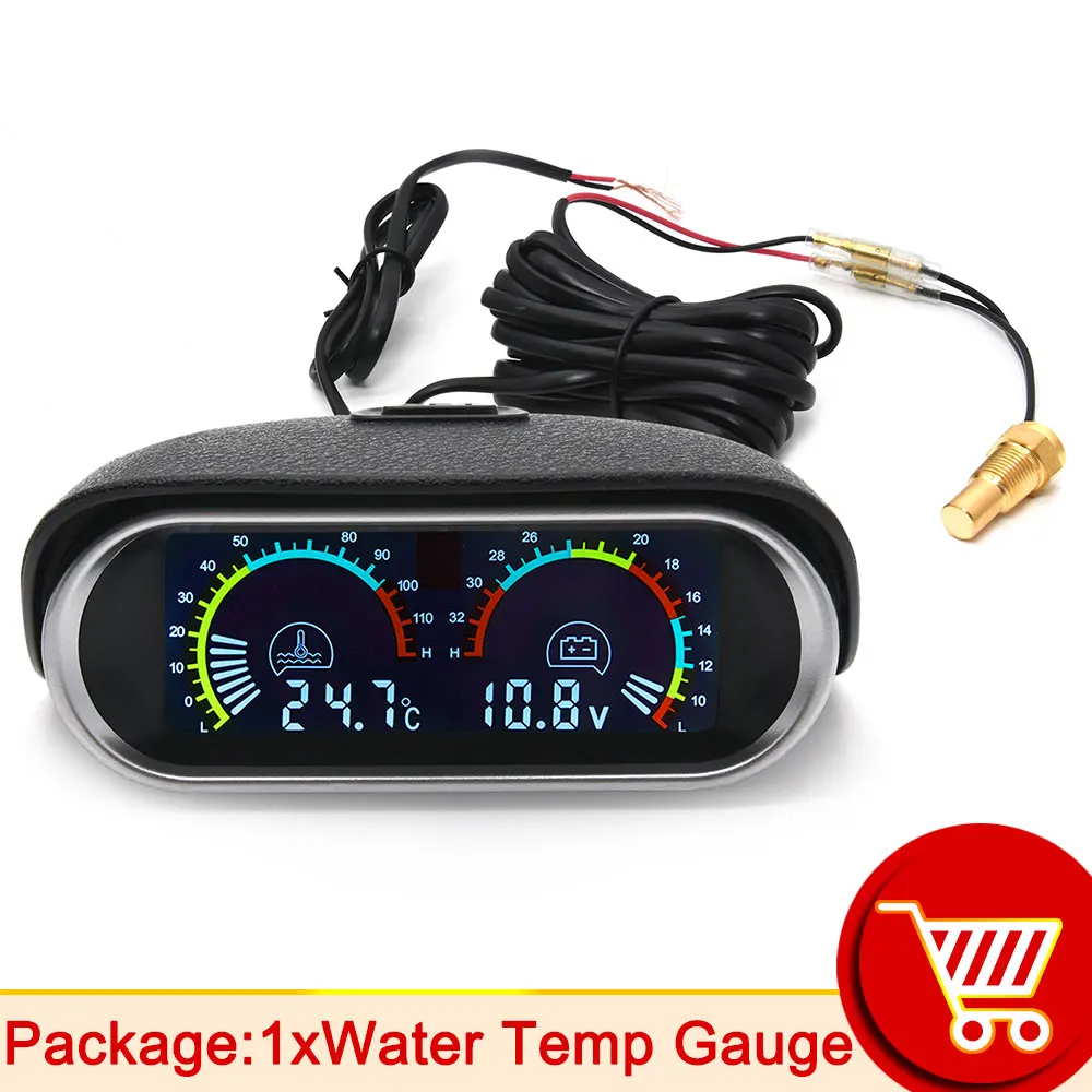 12 В 24 В автомобильный ЖК-измеритель температуры воды термометр вольтметр 2 в 1 измеритель температуры и напряжения 10 мм адаптер датчика 1/8NPT по индивидуальному заказу