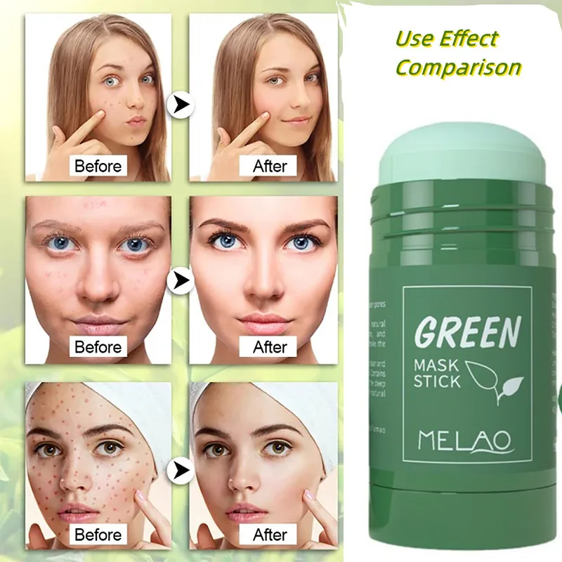 

New Green Tea Face Mask Portable Spreadable Mask Stick Face Clean Mask Moisturizing Brightening Cleansing Green Solid Mask Stick