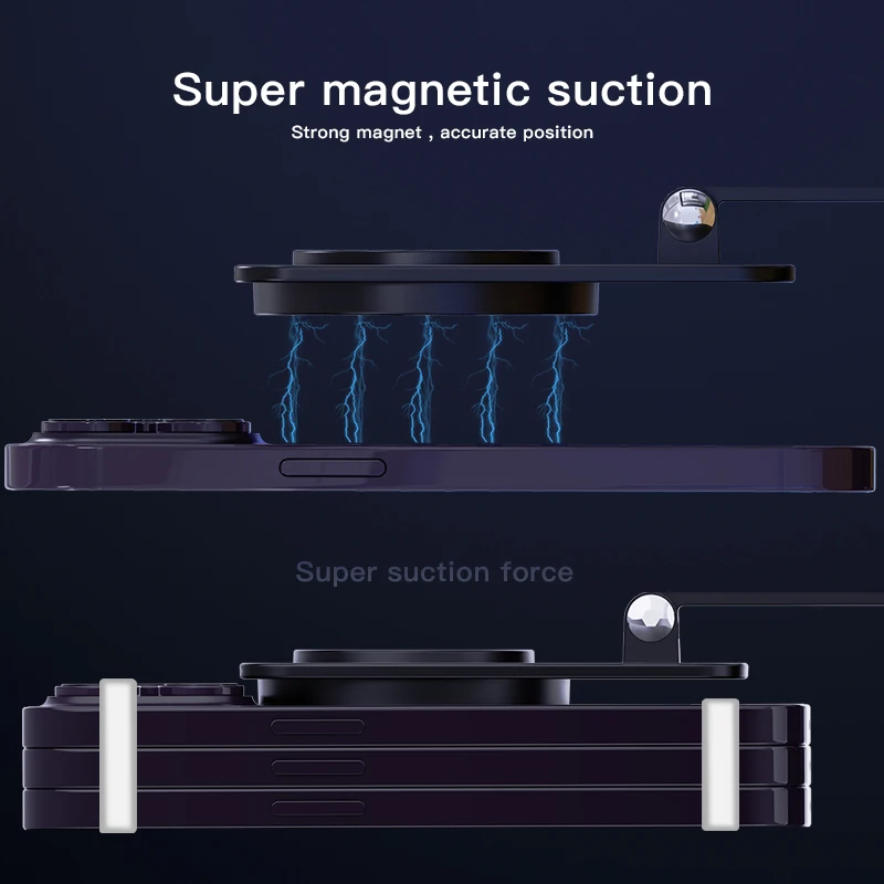 15W Magnetic Wireless Charger 360° Rotatable Metal Stand for iPhone 14 Plus 13 12 Pro Max Mini Phone Foldable Wireless Charging