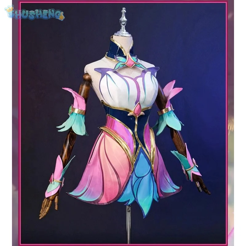 Фото Игра LOL The Lady of Luminosity Косплей Luxanna Crownguard Костюм Платье парик реквизит комплект Хэллоуин карнавал сексуальные женщины Новая униформа №5