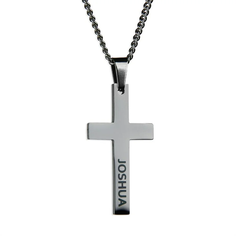 Cross Necklace Men's Custom Necklace Silver Stainless Steel Name Custom Necklace Men's Jewelry Custom Made By Hyundai Come Out