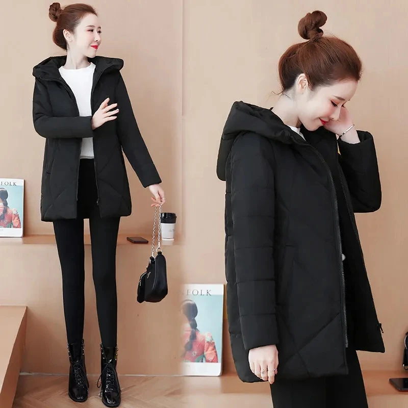 2022 Autumn Winter New Down Cotton Coat Womens Fashion Loose Thin All-match Padded Jacket Women Casual Large Size Long Parkas