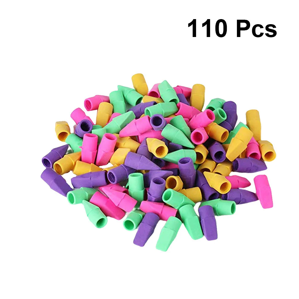 

110Pcs Erasers Cap Erasers Eraser Toppers Students Stationery Gifts for Kids School Supplies ( )