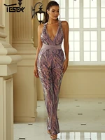 yesexy new women purple stretch bodysuit sexy backless v neck slim one piece jumpsuit 2022 casual night prom overalls