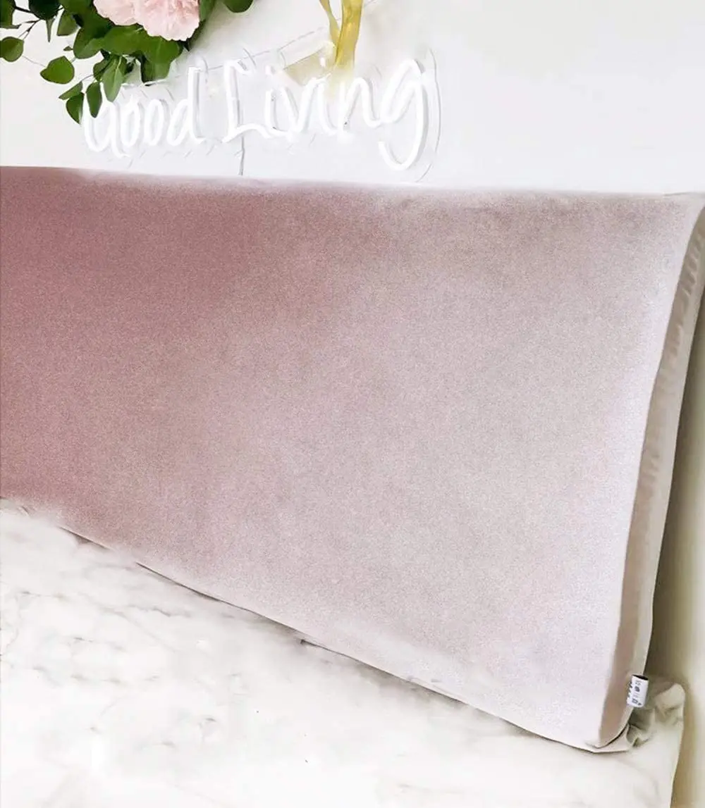 

Pink Luxury Elastic Bed Headboard Slipcover Protector Stretch Velvet Solid Color Dustproof Decor Slip Cover Anti-Wrinkle